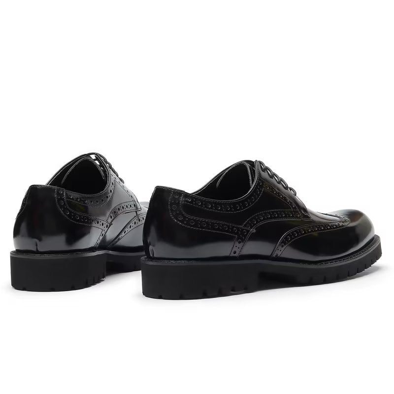 Sapatos Formais Masculinos Com Relevo Elegante Brogue - Preto