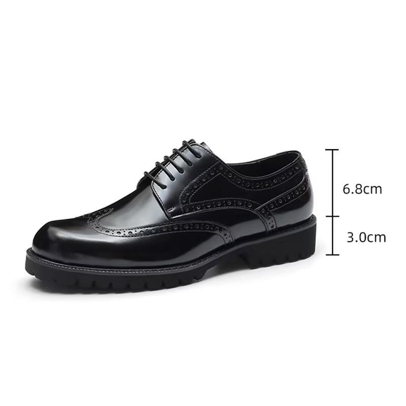 Sapatos Formais Masculinos Com Relevo Elegante Brogue - Preto