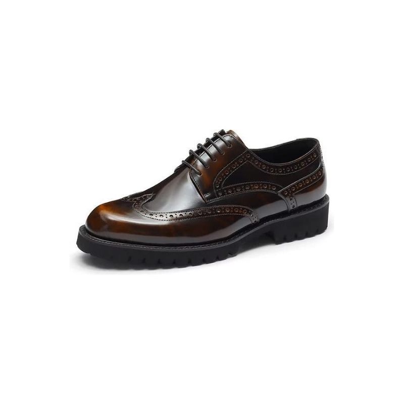 Sapatos Formais Masculinos Com Relevo Elegante Brogue - Café