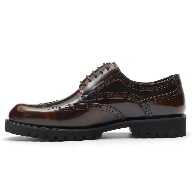 Sapatos Formais Masculinos Com Relevo Elegante Brogue - Café