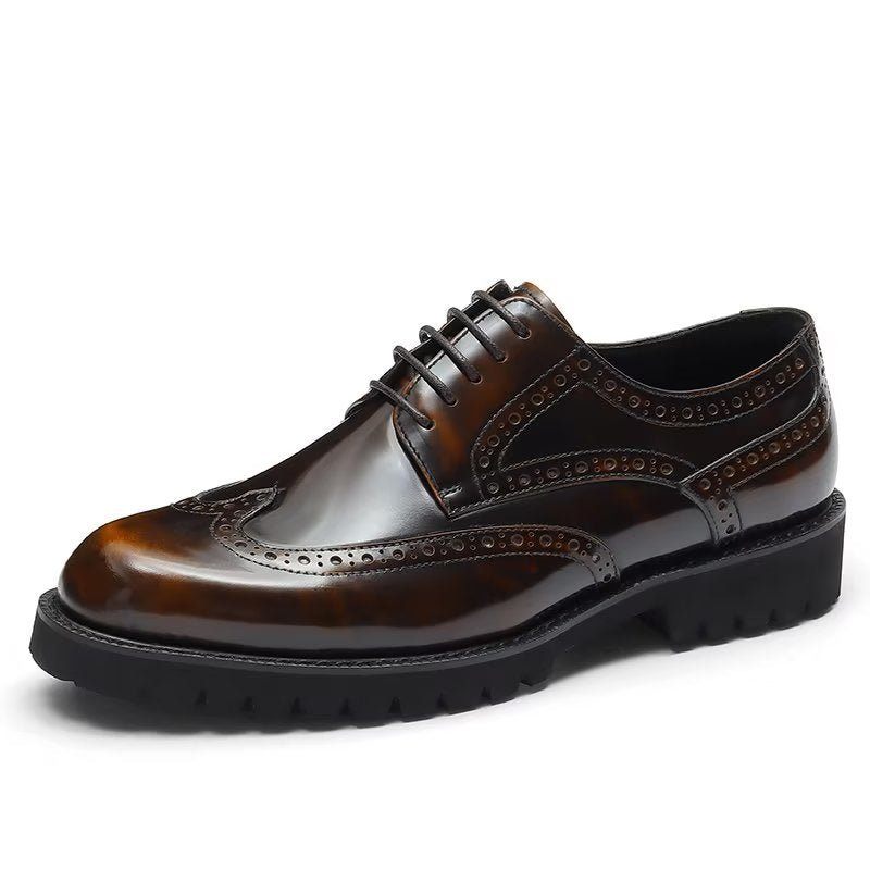 Sapatos Formais Masculinos Com Relevo Elegante Brogue - Café