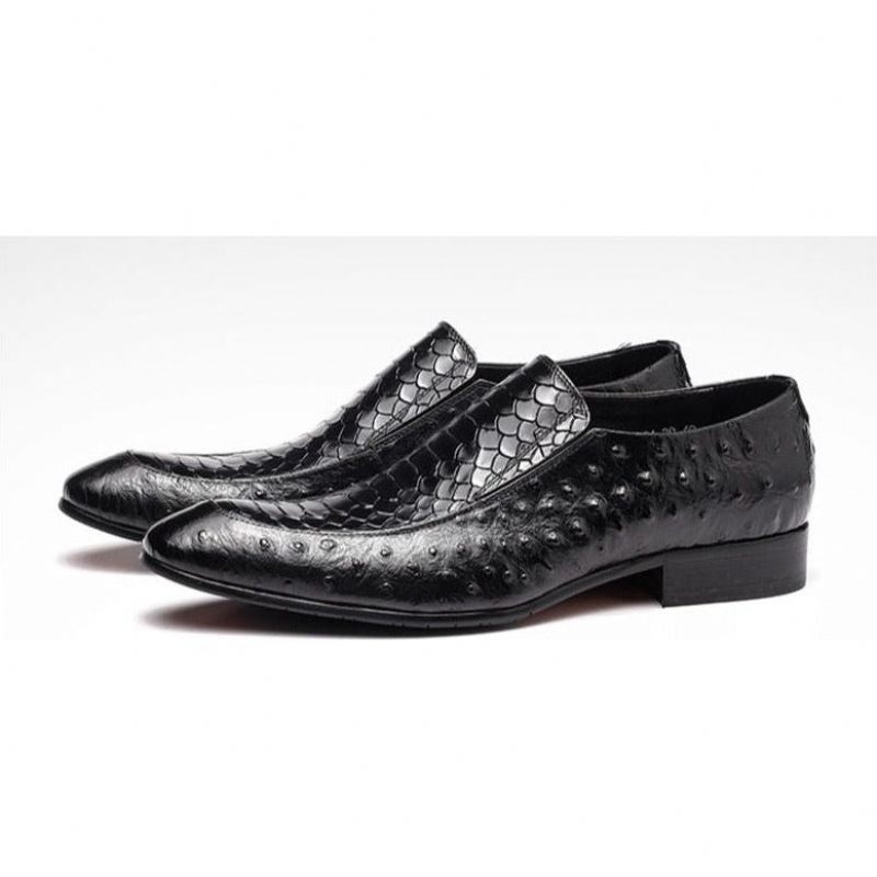 Sapatos Formais Masculinos Com Textura Crocodilo Couro Slip-on Oxford Brogues