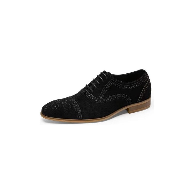 Sapatos Formais Masculinos Com Textura Elegante Vestido Cadarço Brogues - Preto