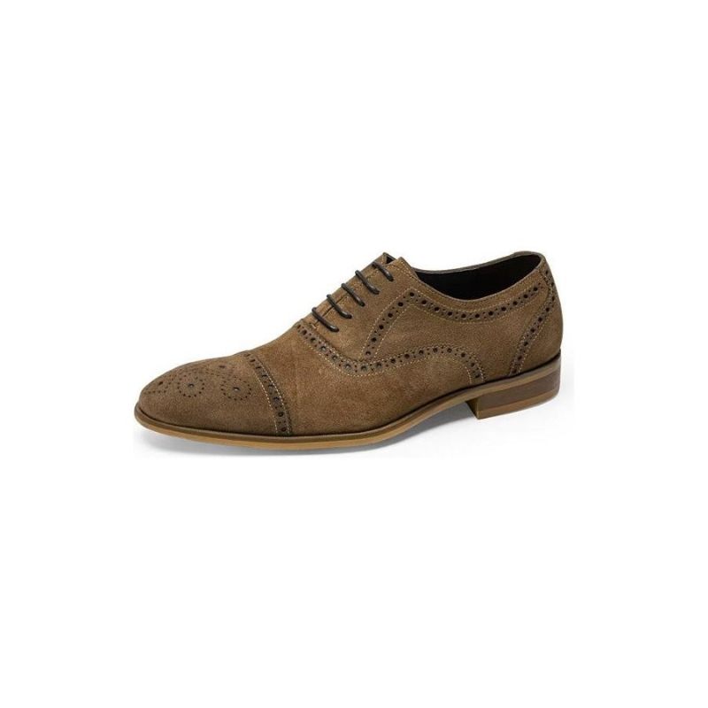 Sapatos Formais Masculinos Com Textura Elegante Vestido Cadarço Brogues - Café