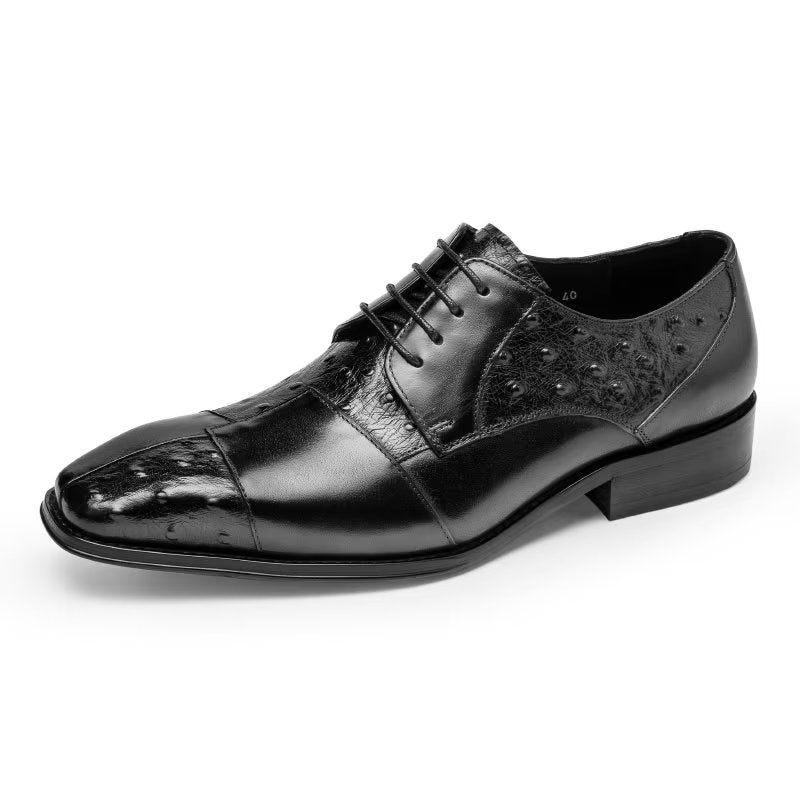 Sapatos Formais Masculinos Com Textura Exótica Derbies - Preto