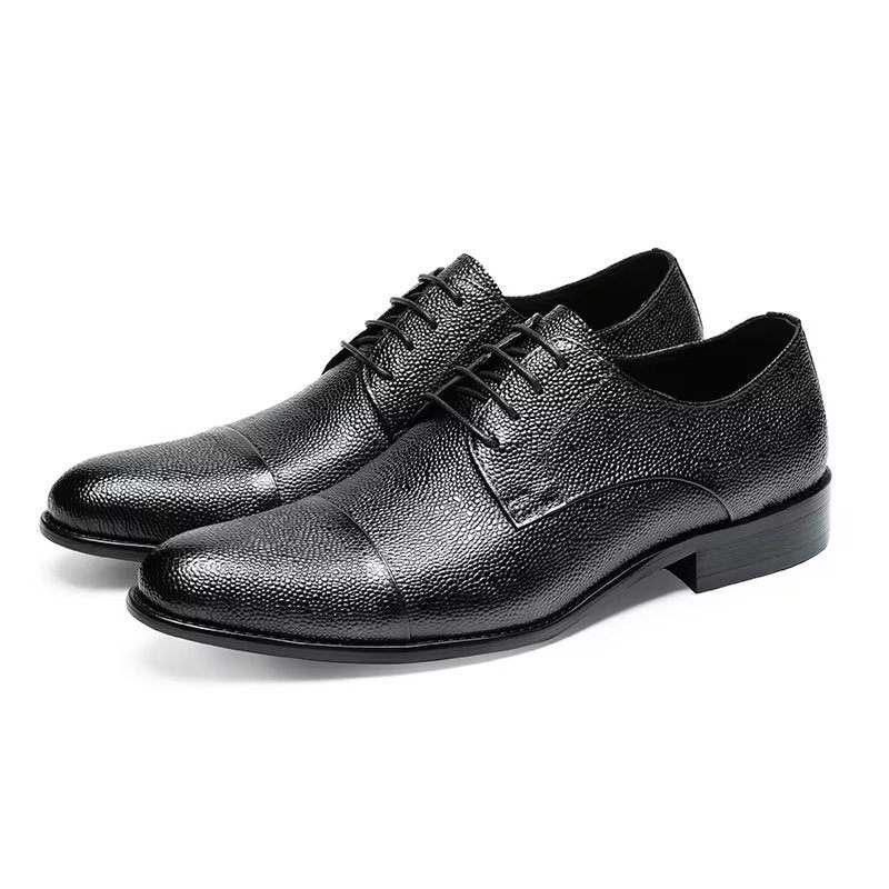 Sapatos Formais Masculinos Com Textura Exótica Derbies - Preto