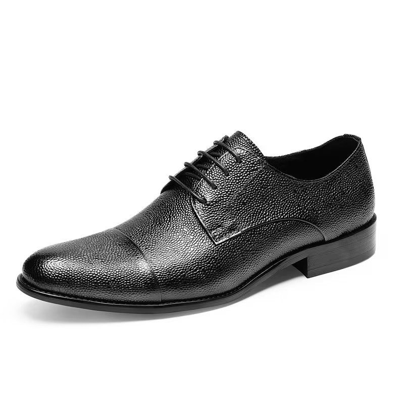 Sapatos Formais Masculinos Com Textura Exótica Derbies - Preto