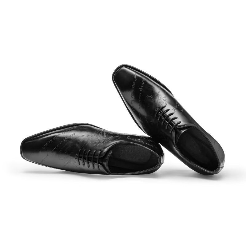 Sapatos Formais Masculinos Com Textura Exótica Oxford - Preto