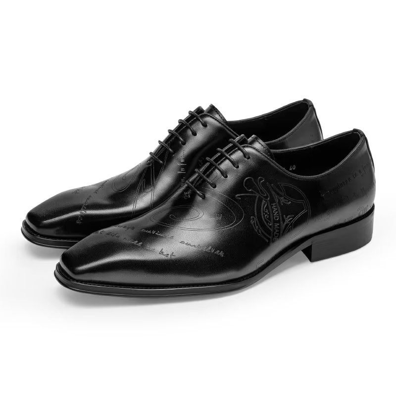 Sapatos Formais Masculinos Com Textura Exótica Oxford - Preto