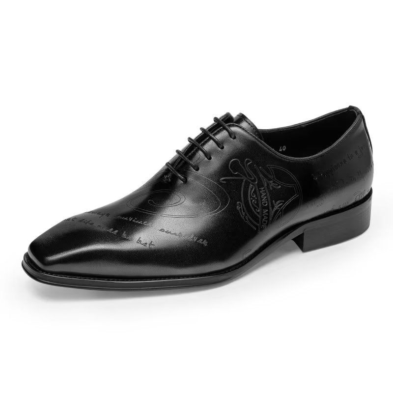 Sapatos Formais Masculinos Com Textura Exótica Oxford - Preto