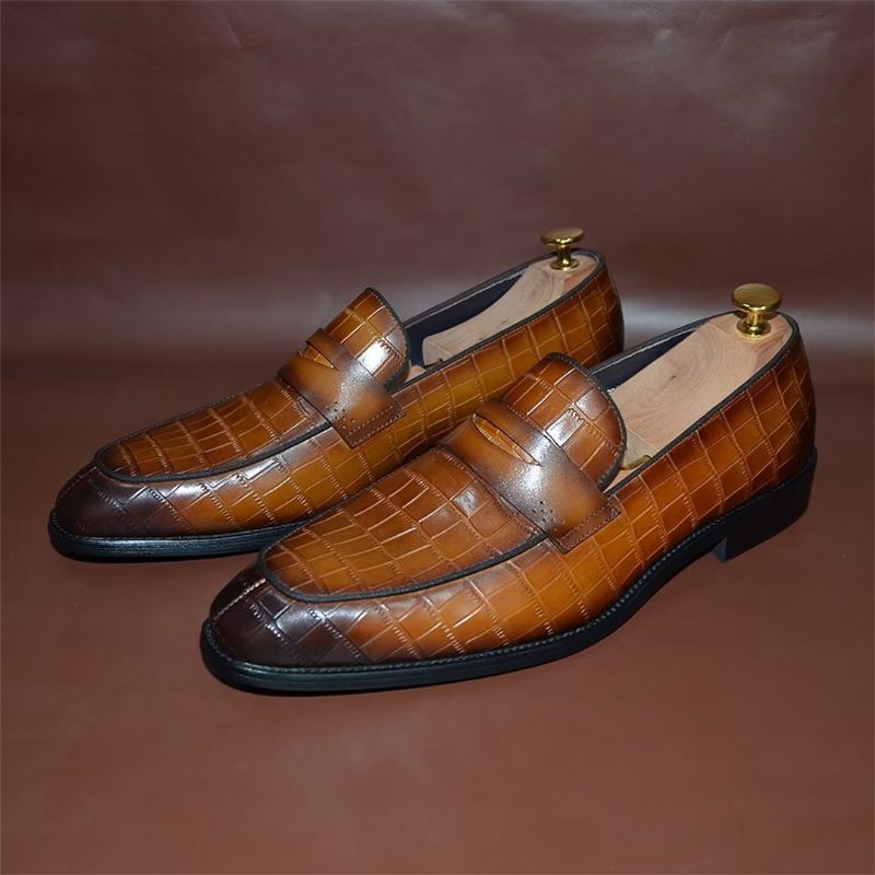 Sapatos Formais Masculinos Contemporâneos Slip-on Elegance Sociais - Marrom