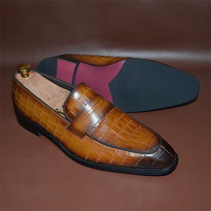 Sapatos Formais Masculinos Contemporâneos Slip-on Elegance Sociais - Marrom