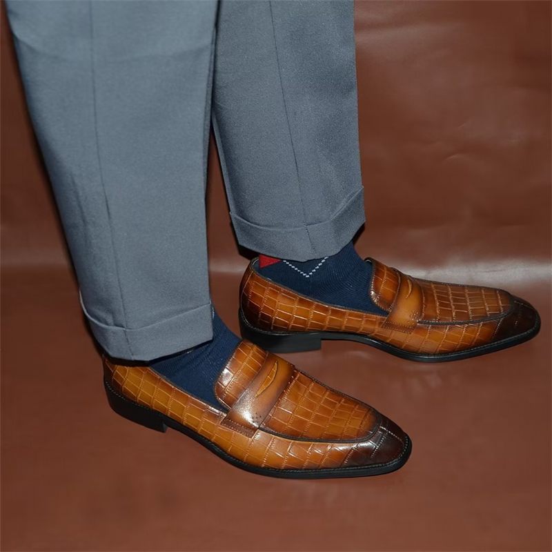 Sapatos Formais Masculinos Contemporâneos Slip-on Elegance Sociais - Marrom