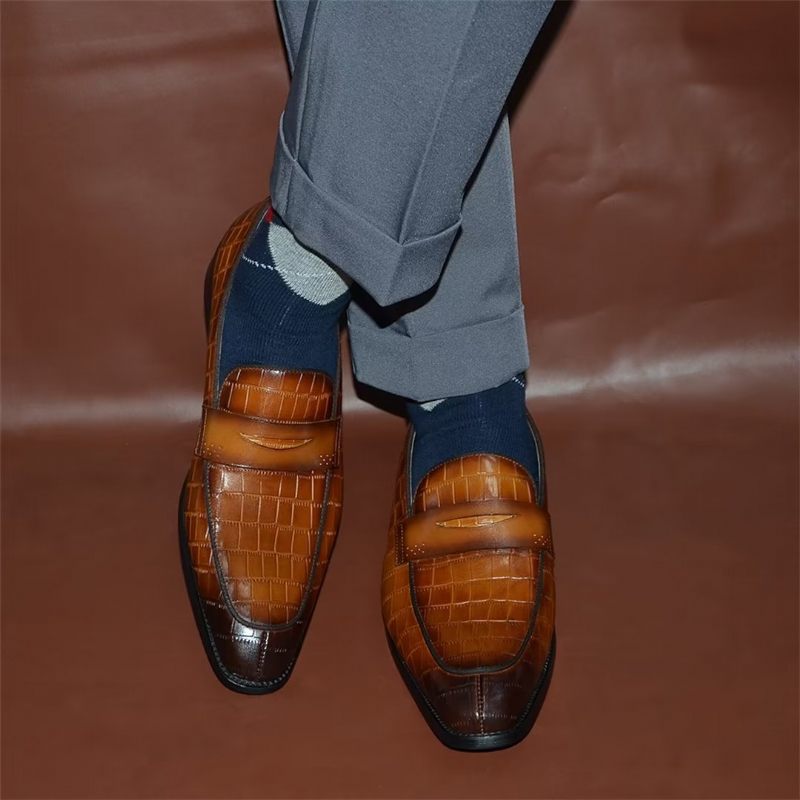 Sapatos Formais Masculinos Contemporâneos Slip-on Elegance Sociais - Marrom