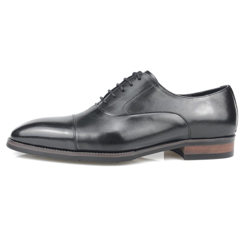 Sapatos Formais Masculinos Couro Brogue Com Cordões - Preto