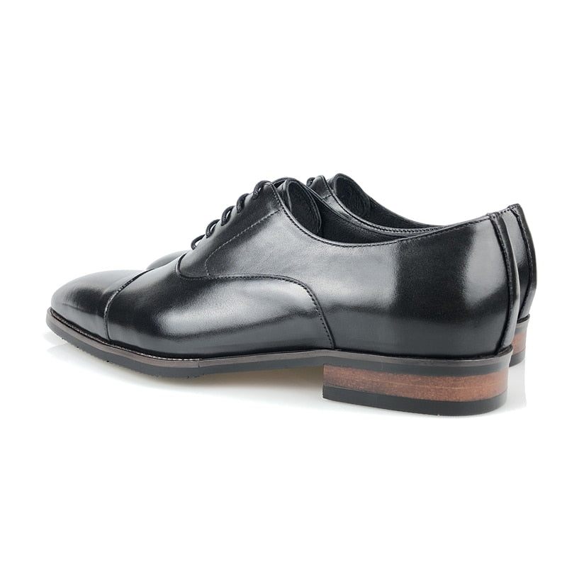 Sapatos Formais Masculinos Couro Brogue Com Cordões - Preto