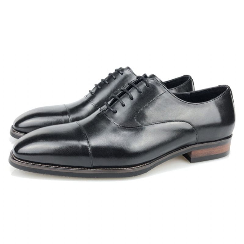 Sapatos Formais Masculinos Couro Brogue Com Cordões - Preto