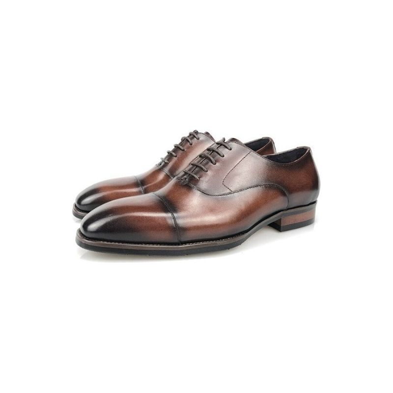 Sapatos Formais Masculinos Couro Brogue Com Cordões - Café