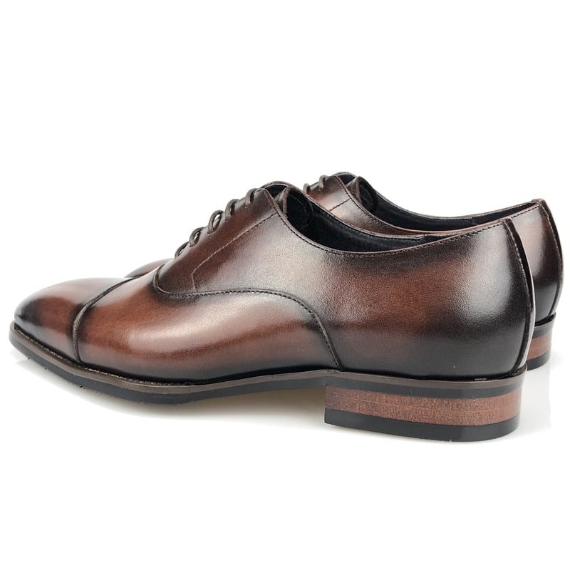 Sapatos Formais Masculinos Couro Brogue Com Cordões - Café