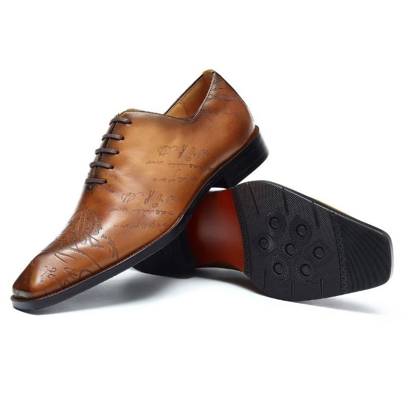 Sapatos Formais Masculinos Couro Brogue Oxford - Marrom