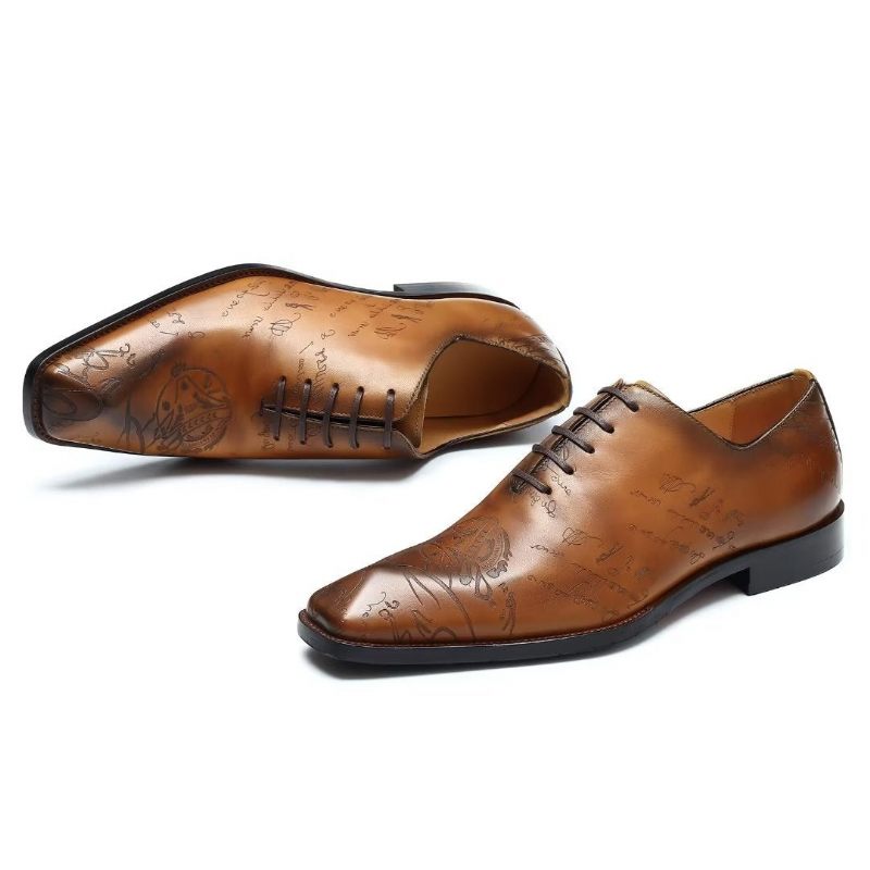 Sapatos Formais Masculinos Couro Brogue Oxford - Marrom