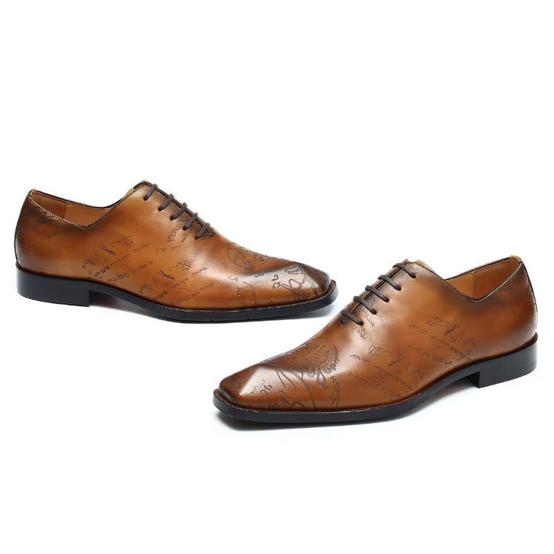 Sapatos Formais Masculinos Couro Brogue Oxford - Marrom