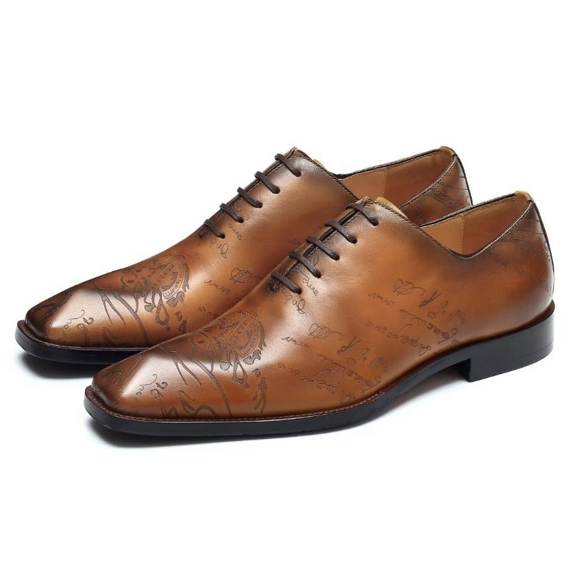 Sapatos Formais Masculinos Couro Brogue Oxford - Marrom