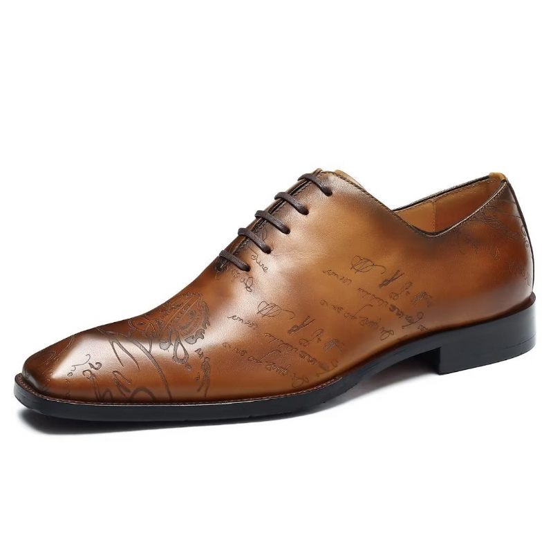 Sapatos Formais Masculinos Couro Brogue Oxford - Marrom