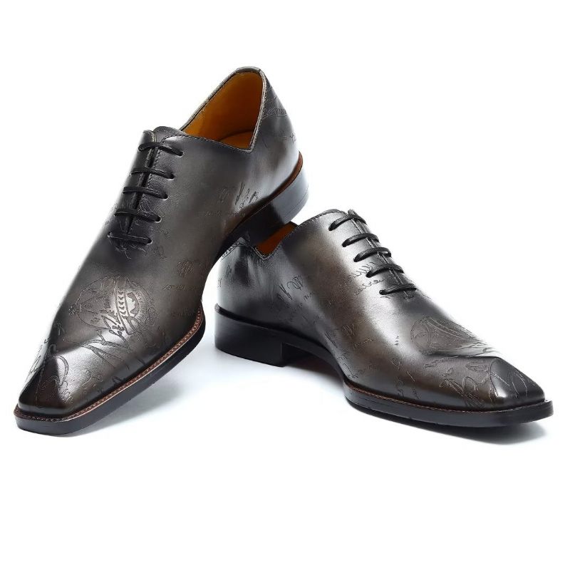 Sapatos Formais Masculinos Couro Brogue Oxford - Cinza