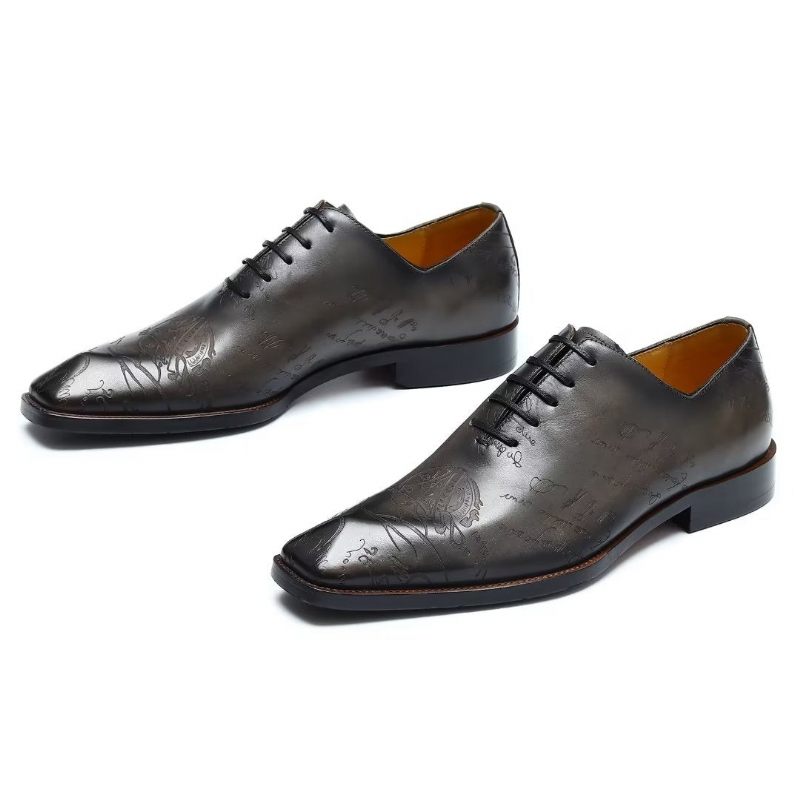 Sapatos Formais Masculinos Couro Brogue Oxford - Cinza