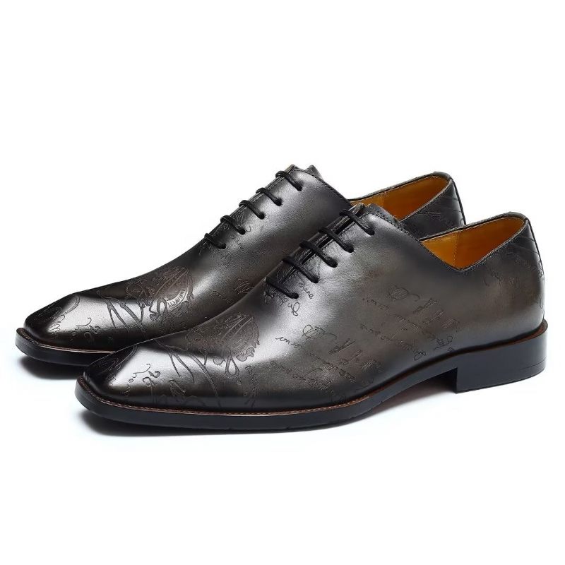 Sapatos Formais Masculinos Couro Brogue Oxford - Cinza