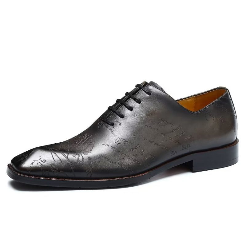 Sapatos Formais Masculinos Couro Brogue Oxford - Cinza