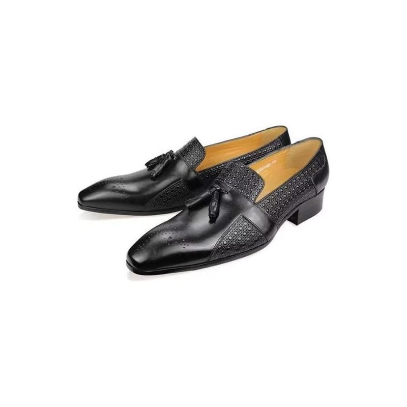 Sapatos Formais Masculinos Couro Brogue Oxford Mocassins Casamento - Preto