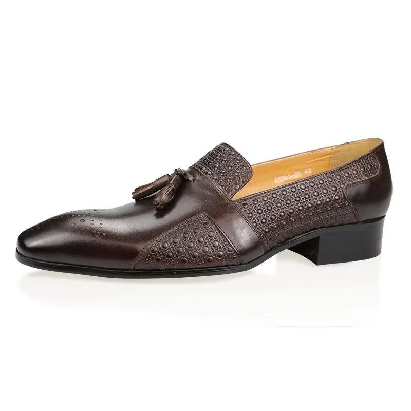 Sapatos Formais Masculinos Couro Brogue Oxford Mocassins Casamento - Café