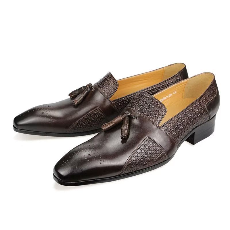 Sapatos Formais Masculinos Couro Brogue Oxford Mocassins Casamento - Café