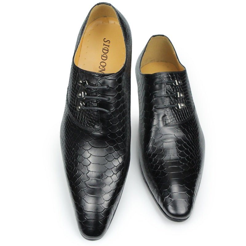 Sapatos Formais Masculinos Couro Com Bico Fino Oxford - Preto