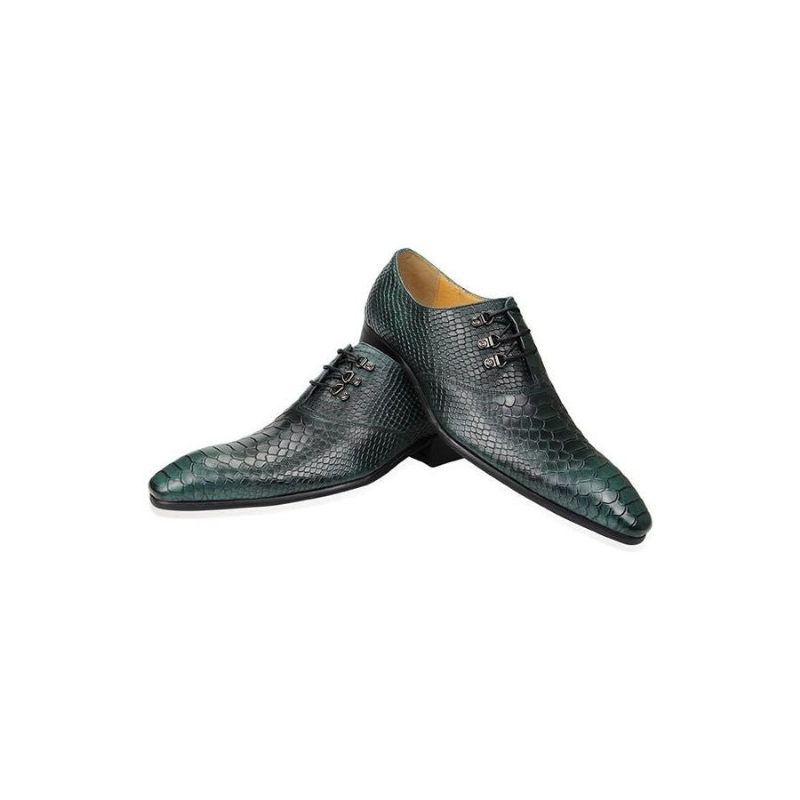 Sapatos Formais Masculinos Couro Com Bico Fino Oxford - Verde