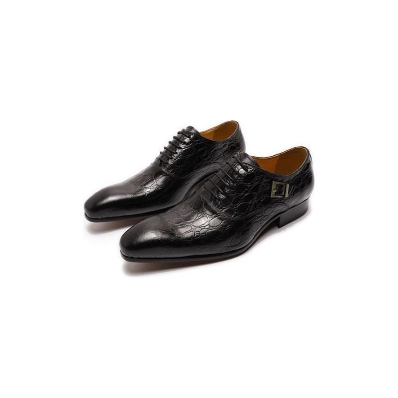 Sapatos Formais Masculinos Couro Com Bico Fino Oxford - Preto