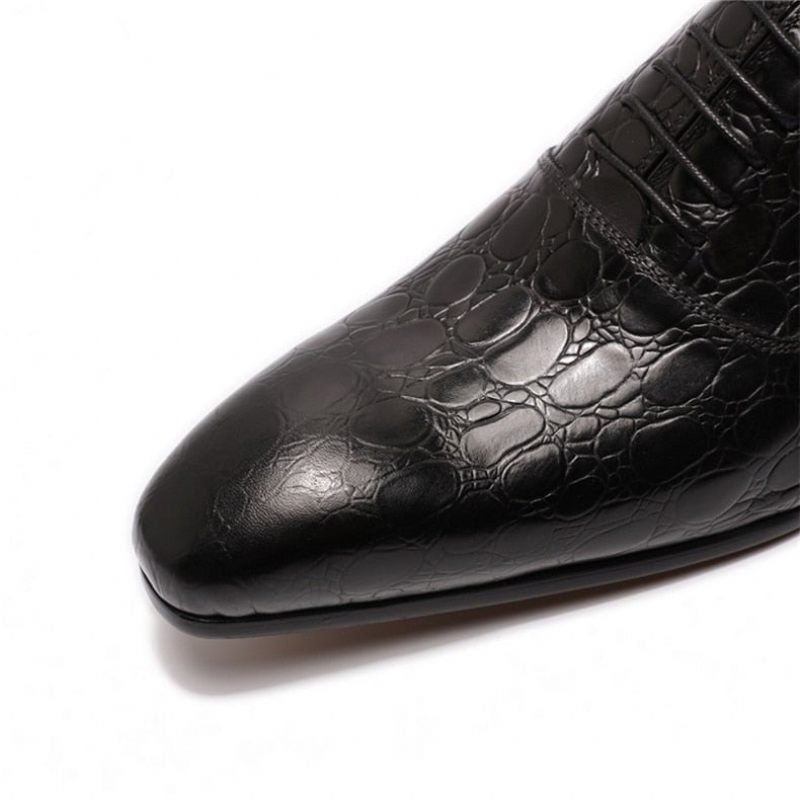 Sapatos Formais Masculinos Couro Com Bico Fino Oxford - Preto