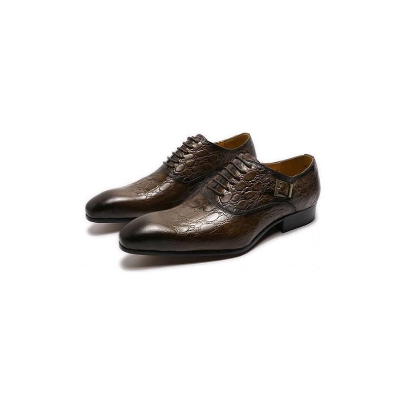 Sapatos Formais Masculinos Couro Com Bico Fino Oxford - Café