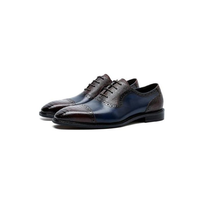 Sapatos Formais Masculinos Couro Com Bico Fino Oxford - Azul