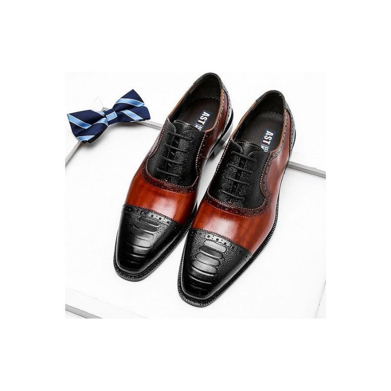 Sapatos Formais Masculinos Couro Com Bico Fino Oxford - Preto