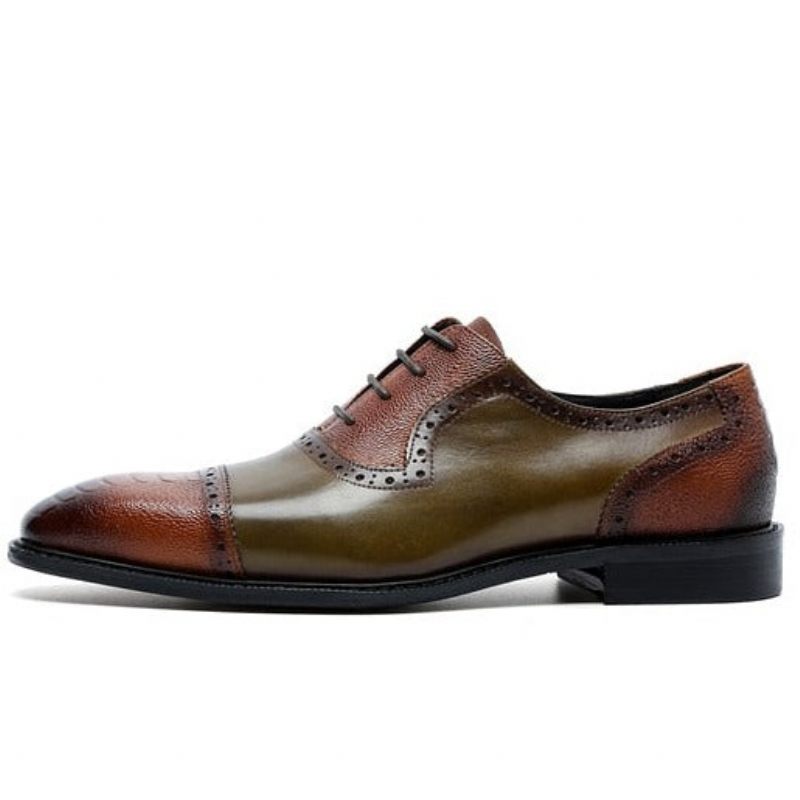 Sapatos Formais Masculinos Couro Com Bico Fino Oxford - Marrom