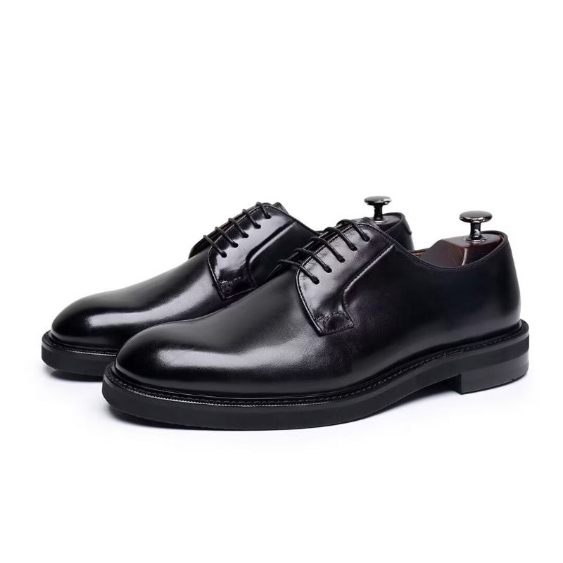 Sapatos Formais Masculinos Couro Com Cadarço - Preto1