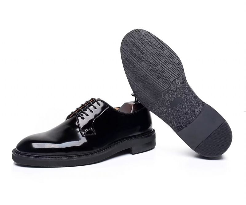 Sapatos Formais Masculinos Couro Com Cadarço - Preto1