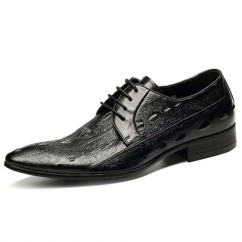 Sapatos Formais Masculinos Couro Com Cadarço Oxford - Preto 