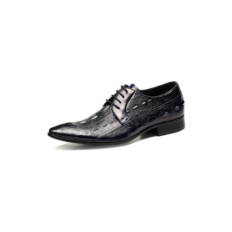 Sapatos Formais Masculinos Couro Com Cadarço Oxford -  Azul