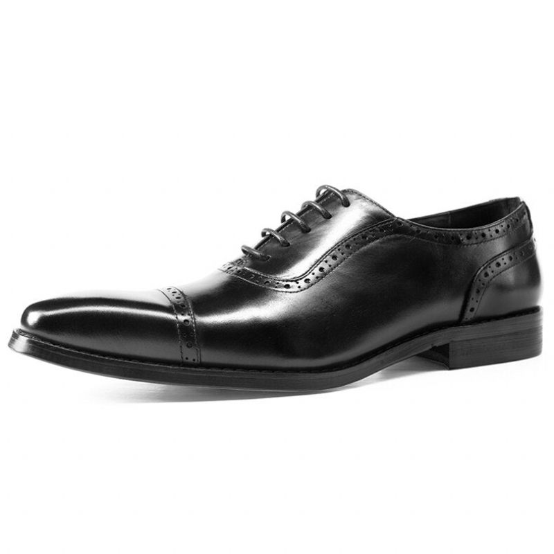 Sapatos Formais Masculinos Couro Com Cordões - Preto