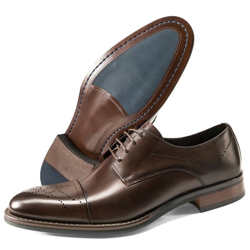 Sapatos Formais Masculinos Couro Com Cordões - Café