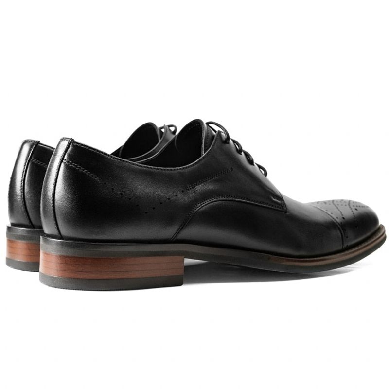 Sapatos Formais Masculinos Couro Com Cordões - Preto